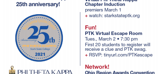 a flyer explaining various events for the Phi Theta Kappa's 25th anniversary.